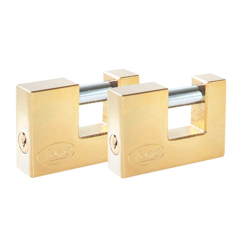 JUEGO DE 2 CANDADOS PARA CORTINA 80 MM, LATÓN BRILLANTE, LLAVE ESTÁNDAR LOCK