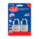 Candado acero largo llave estándar 2 pzs cromo satinado Lock