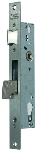 Cerradura de embutir para Perfil Angosto Mod 2240G Gancho+Resbalon Cilindro T5 60Mm Acabado Acero Inox