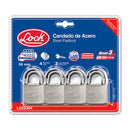 Candado acero corto llave estándar 4 pzs cromo satinado Lock - Axa Lock Center